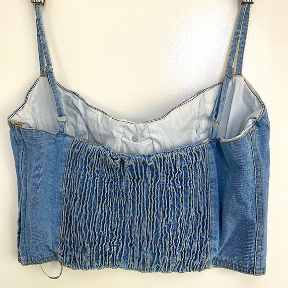 New Moon River Demin Jean Bustier Wrap top.Size M blue ⭐️⭐️⭐️⭐️ - Picture 4 of 16